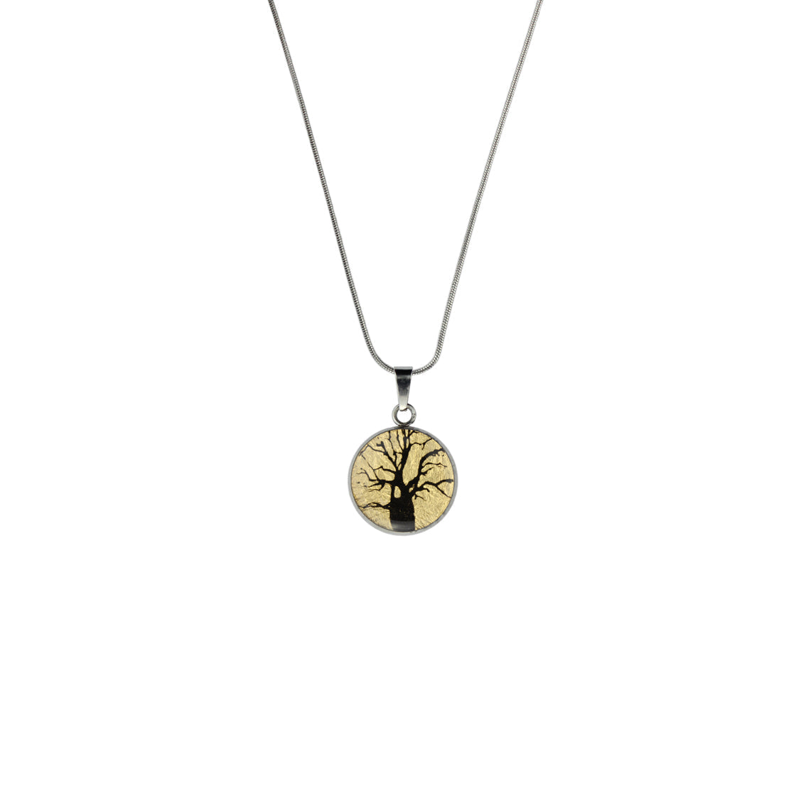 BOAB TREE XS CIRCLE PENDANT ON A CHAIN NECKLACE - M047 - in Circle Box