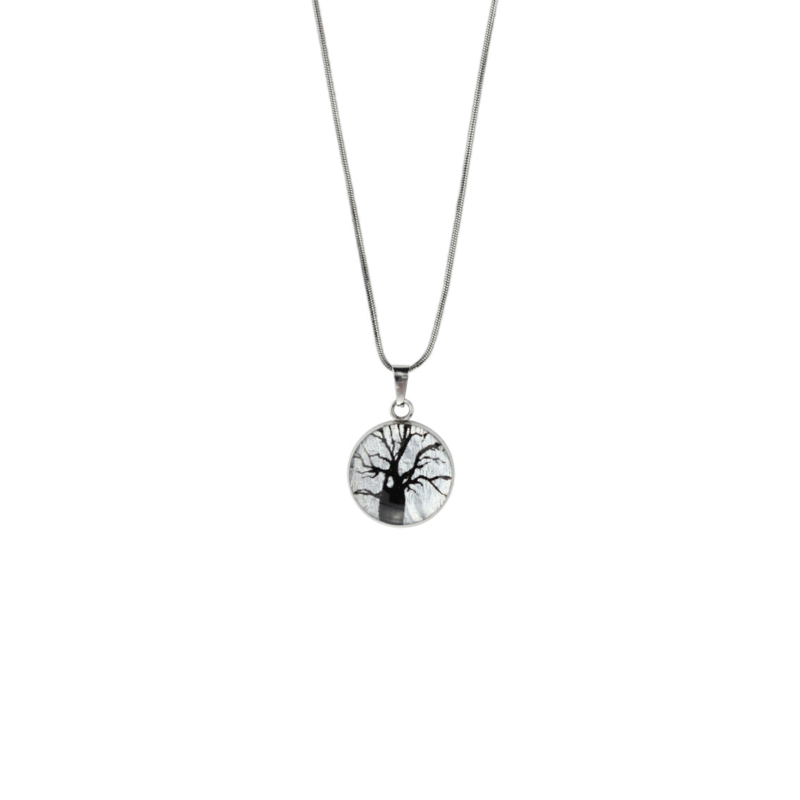 BOAB TREE XS CIRCLE PENDANT ON A CHAIN NECKLACE - M047S - on Satchel