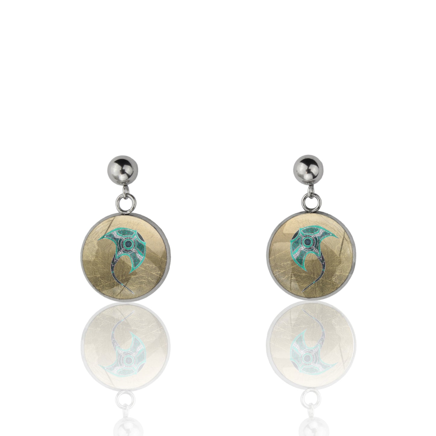 BRONWEN STINGRAY DANGLE DROP CIRCLE EARRINGS - M141S - on Satchel