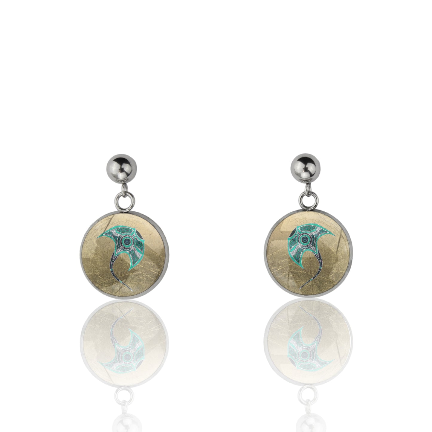 BRONWEN STINGRAY DANGLE DROP CIRCLE EARRINGS - M141 - in Circle Box