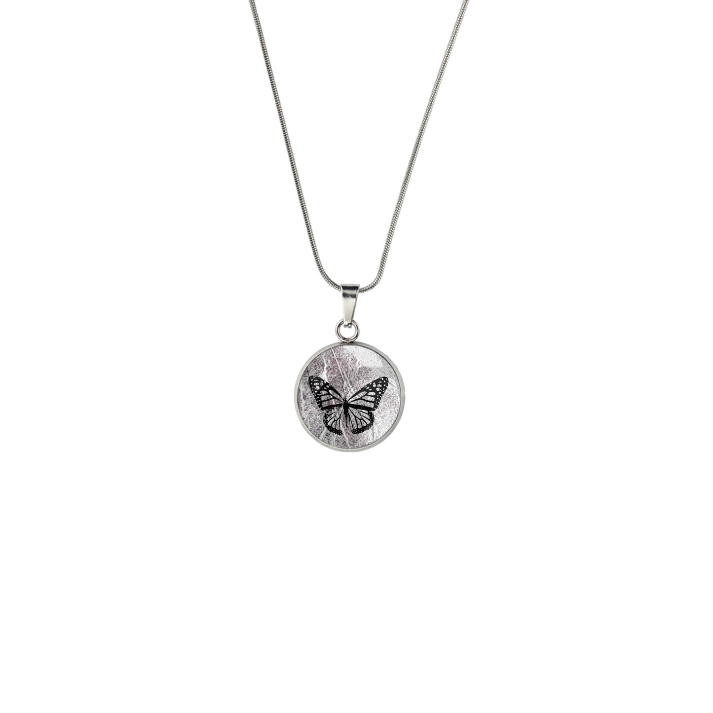 BUTTERFLY XS CIRCLE PENDANT ON A CHAIN NECKLACE - MFY256 - in Circle Box