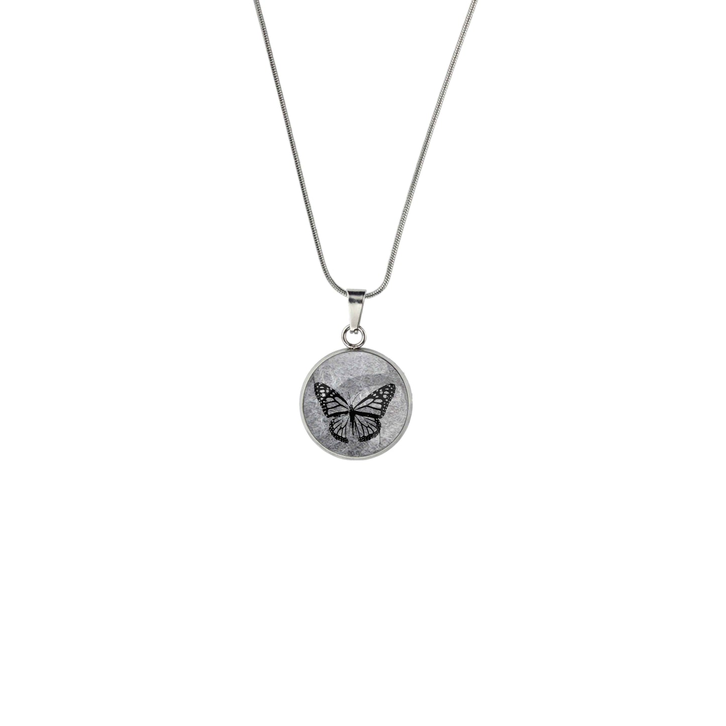 BUTTERFLY XS CIRCLE PENDANT ON A CHAIN NECKLACE - MFY256 - in Circle Box