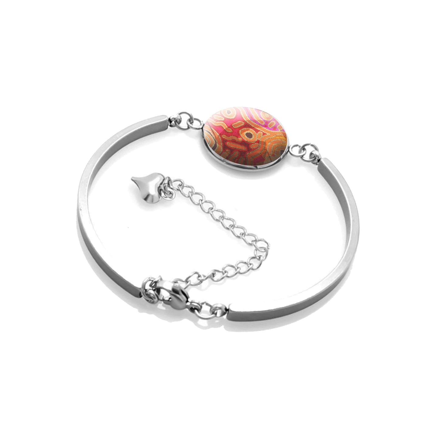 BESS ORANGE CORAL PINK DANGLE BANGLE - B152