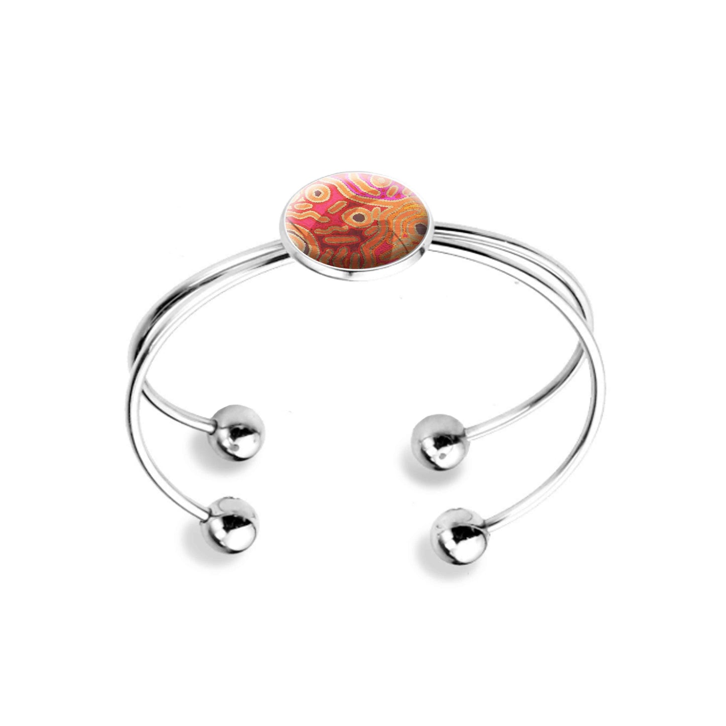 BESS ORANGE CORAL PINK DOUBLE WIRE BANGLE - B155