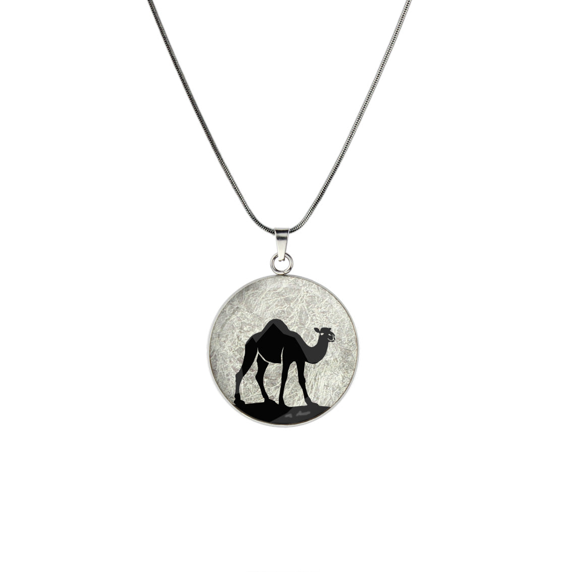 CAMEL CIRCLE PENDANT ON A CHAIN NECKLACE - MFY406 - in Circle Box