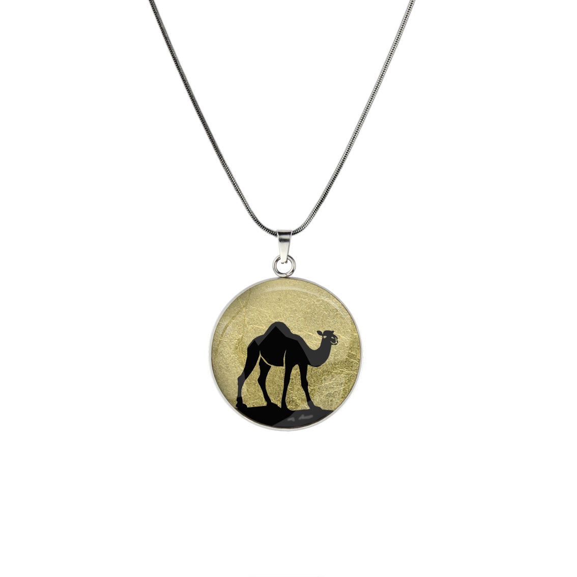 CAMEL CIRCLE PENDANT ON A CHAIN NECKLACE - MFY406 - in Circle Box