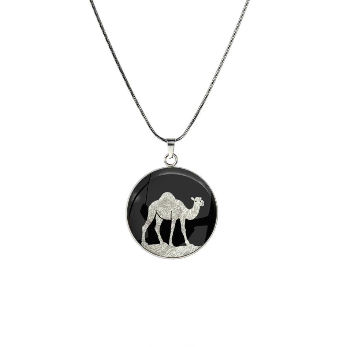 CAMEL CIRCLE PENDANT ON A CHAIN NECKLACE - MFY406 - in Circle Box