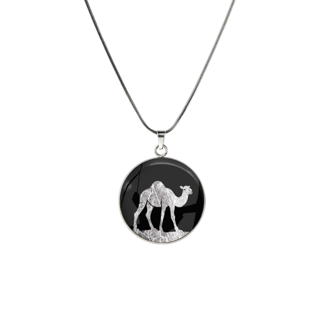 CAMEL CIRCLE PENDANT ON A CHAIN NECKLACE - MFY406 - in Circle Box