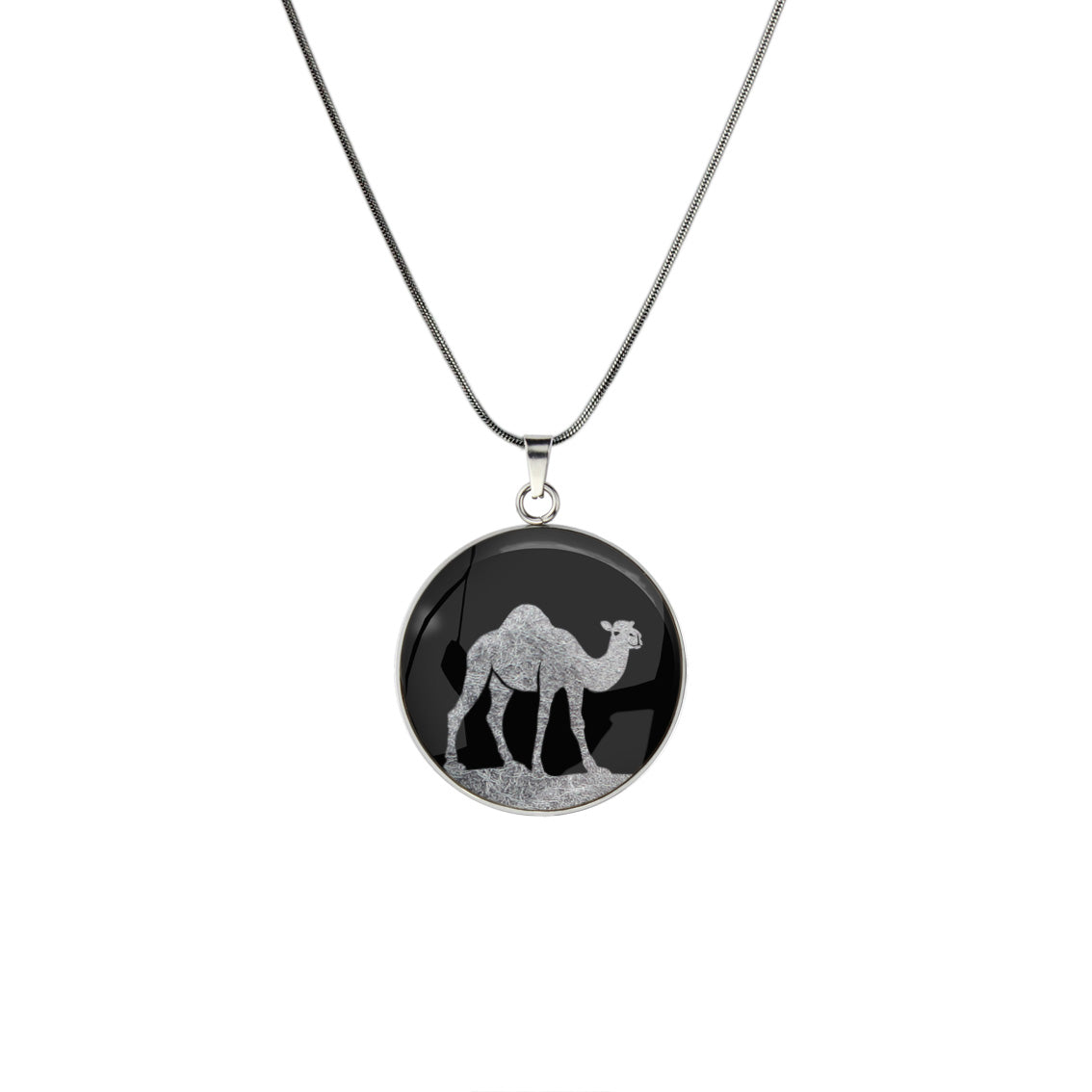 CAMEL CIRCLE PENDANT ON A CHAIN NECKLACE - MFY406 - in Circle Box