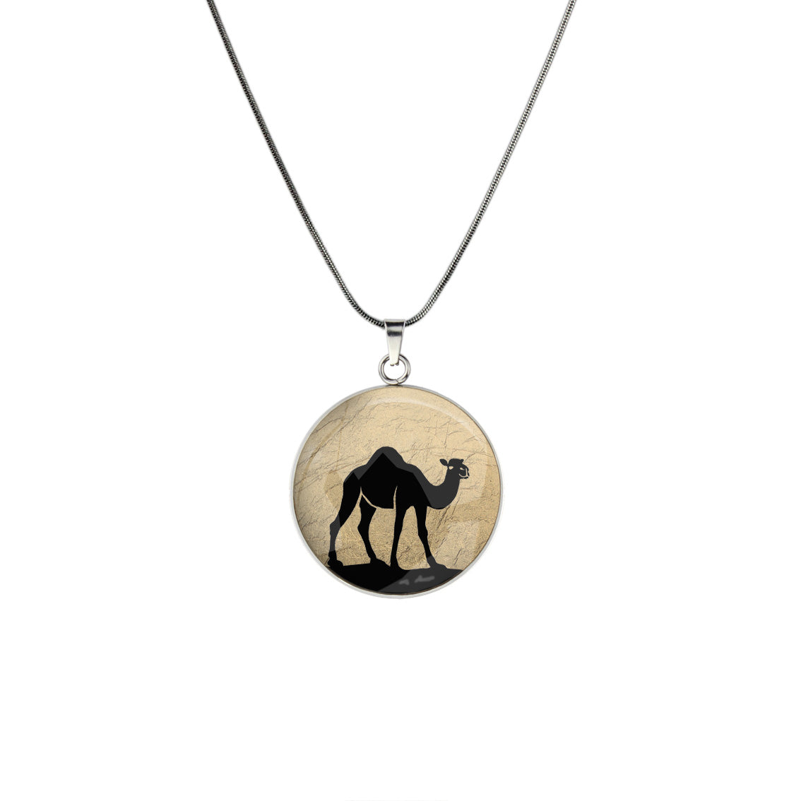 CAMEL CIRCLE PENDANT ON A CHAIN NECKLACE - MFY406 - in Circle Box