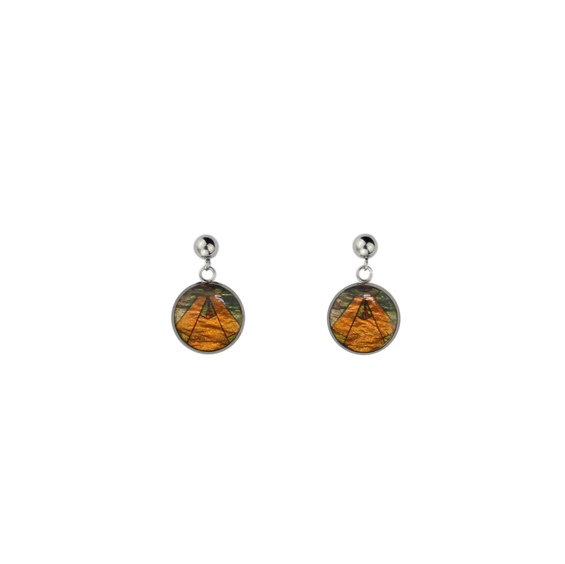 CICADAS ART DECO STYLE DANGLE DROP CIRCLE EARRINGS - M031 - in Circle Box
