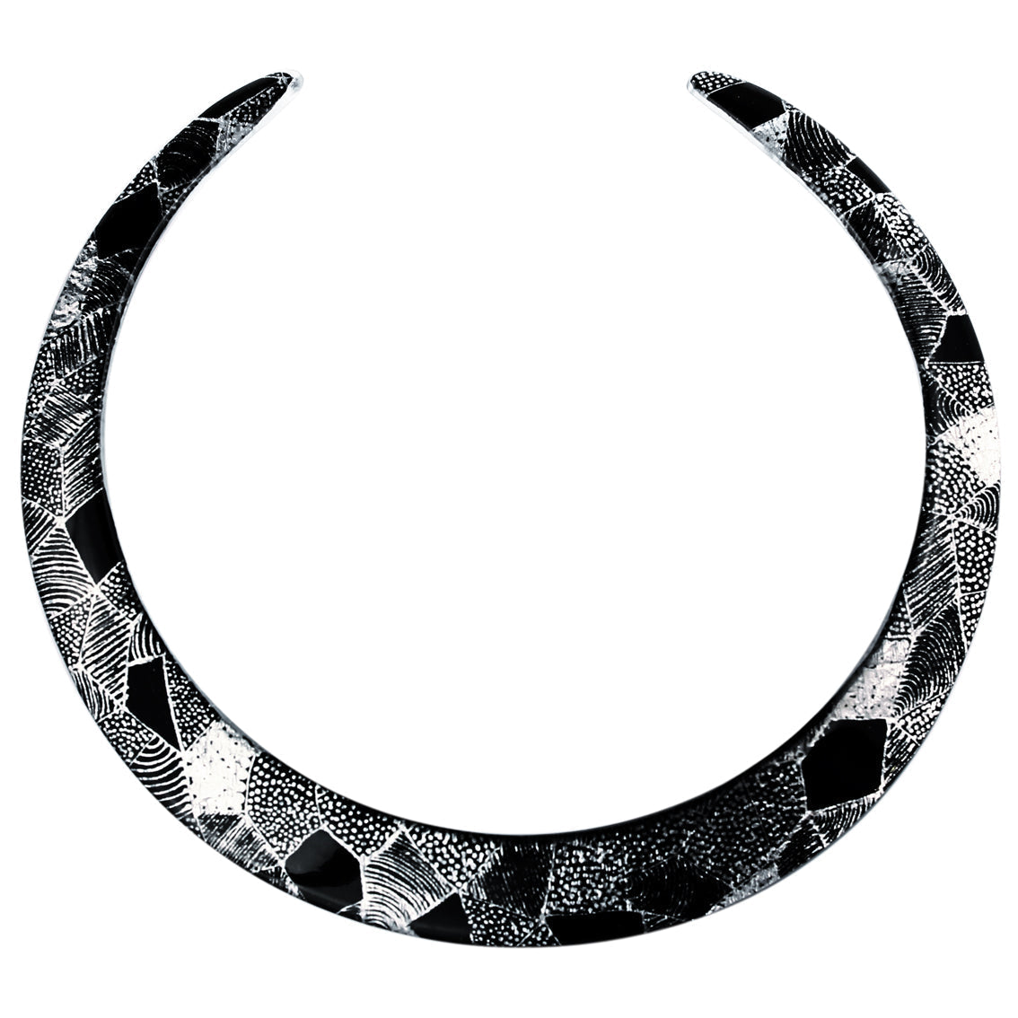 CORINNE SILVER AND BLACK ADJUSTABLE FITTED NECKLACE - SD257