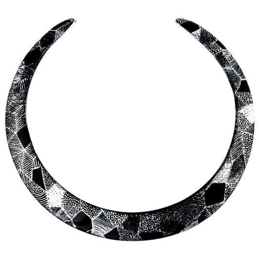 CORINNE SILVER AND BLACK ADJUSTABLE FITTED NECKLACE - SD257