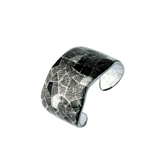 CORINNE SILVER AND BLACK ADJUSTABLE STATEMENT BRACELET - SD262