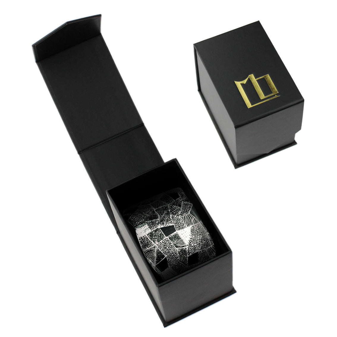 CORINNE SILVER AND BLACK ADJUSTABLE STATEMENT BRACELET - SD262