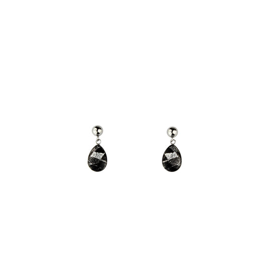 DANDLE DROP CORINNE SILVER AND BLACK EARRINGS - SD244S - on Satchel