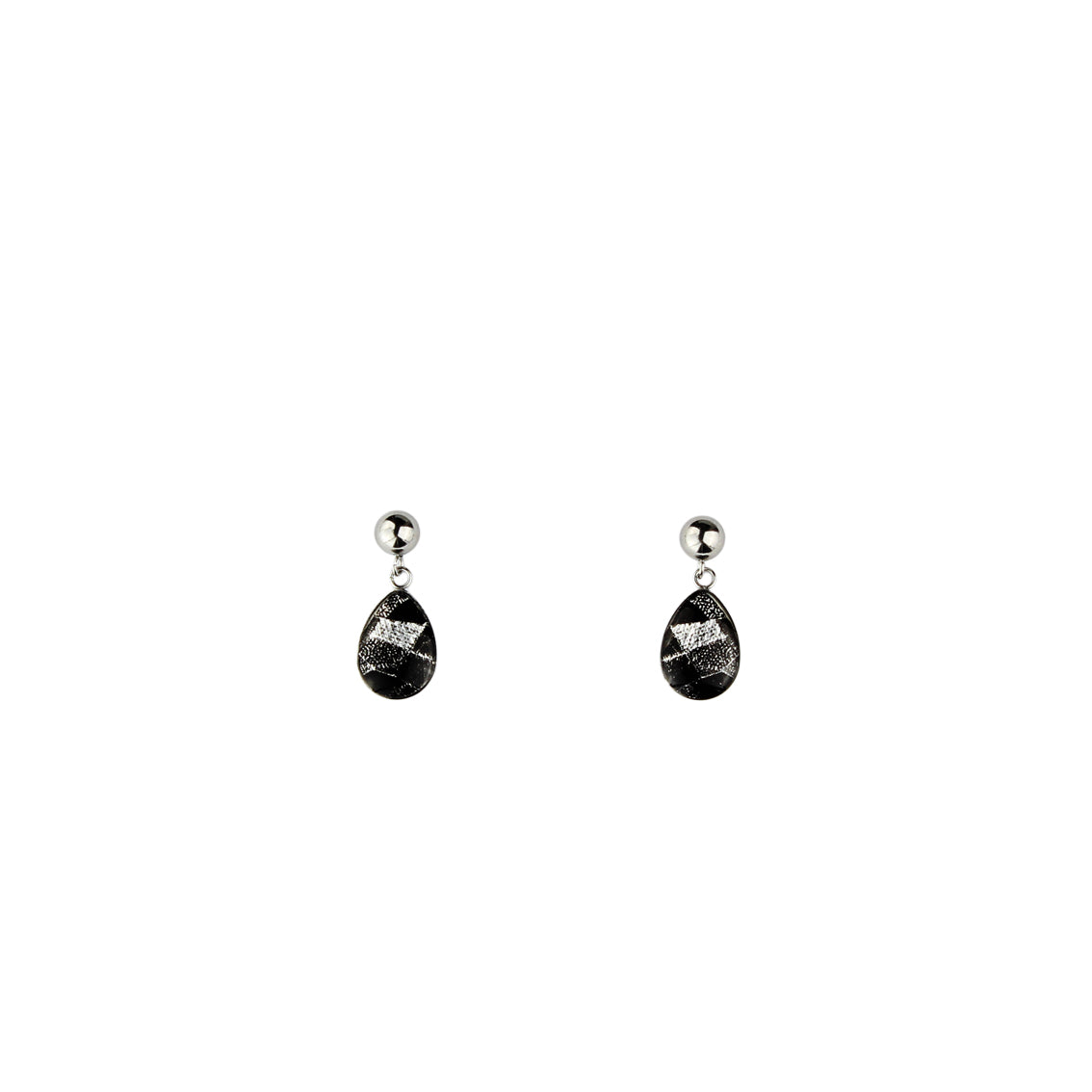 DANDLE DROP CORINNE SILVER AND BLACK EARRINGS - SD244 - in Circle Box