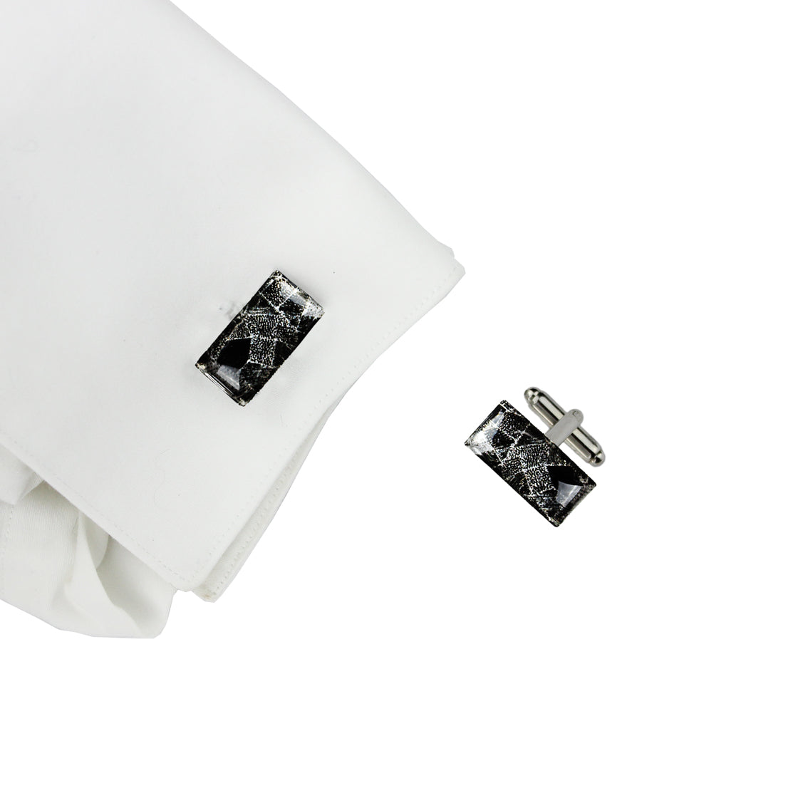 CORINNE SILVER AND BLACK ELEGANT CUFFLINKS - SD264