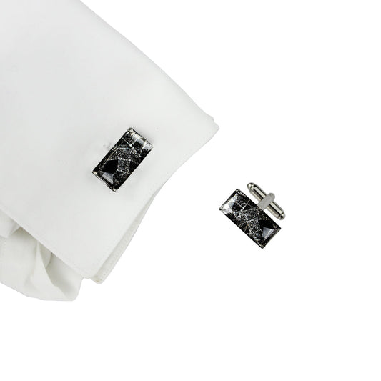 CORINNE SILVER AND BLACK ELEGANT CUFFLINKS - SD264