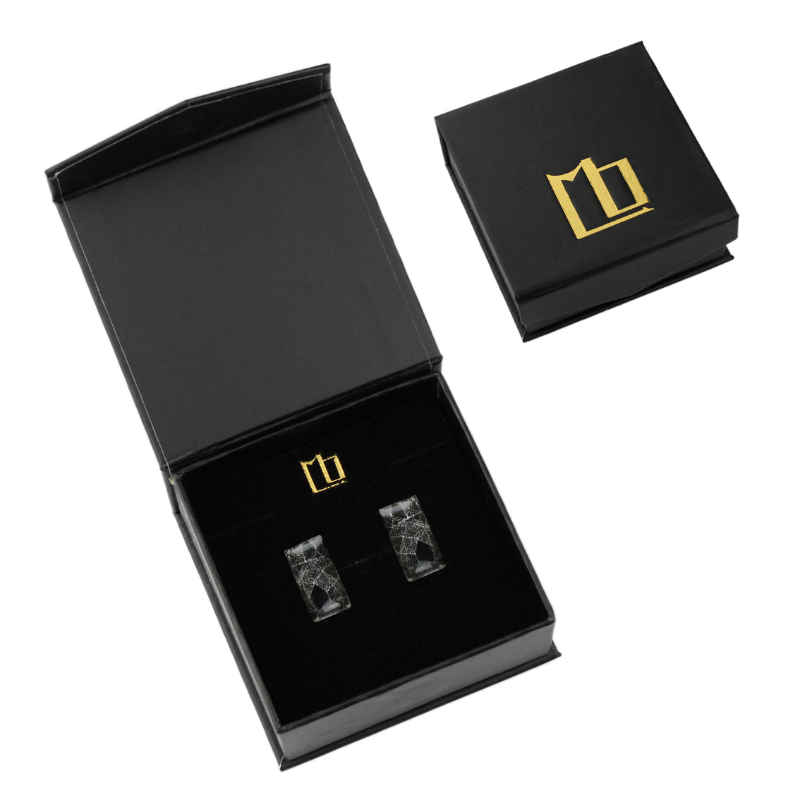 CORINNE SILVER AND BLACK ELEGANT CUFFLINKS - SD264