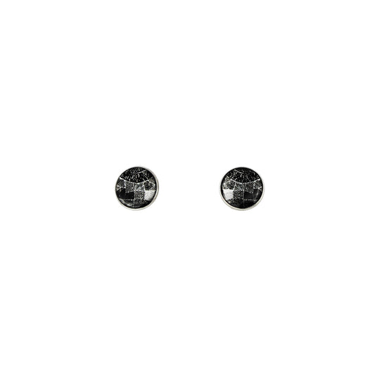 CORINNE SILVER AND BLACK STUD EARRINGS - SD243S - on Satchel