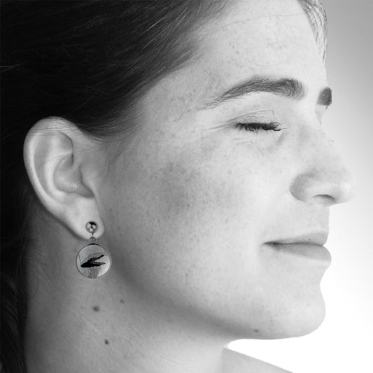 CROCODILE DANGLE DROP CIRCLE EARRINGS - MFY191 - in Circle Box