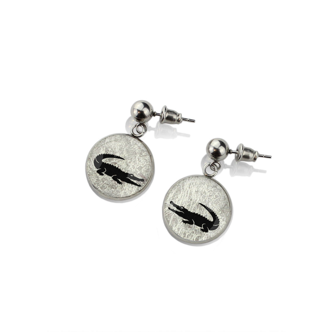 CROCODILE DANGLE DROP CIRCLE EARRINGS - MFY191S - on Satchel