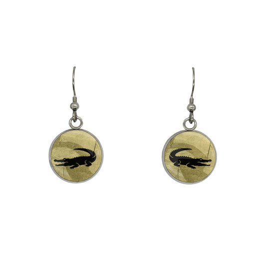 CROCODILE DANGLE DROP CIRCLE EARRINGS - MFY191 - in Circle Box