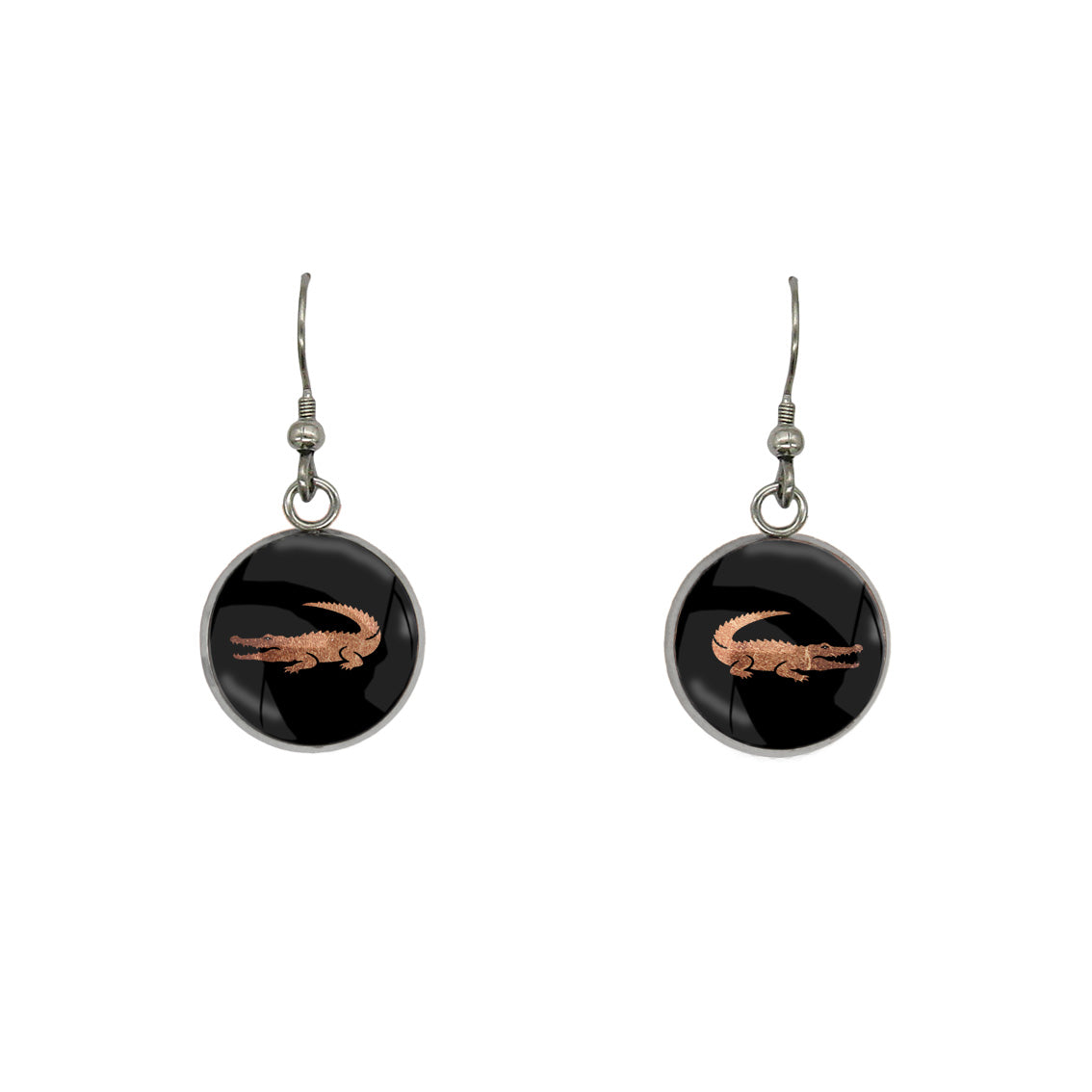 CROCODILE DANGLE DROP CIRCLE EARRINGS - MFY191S - on Satchel