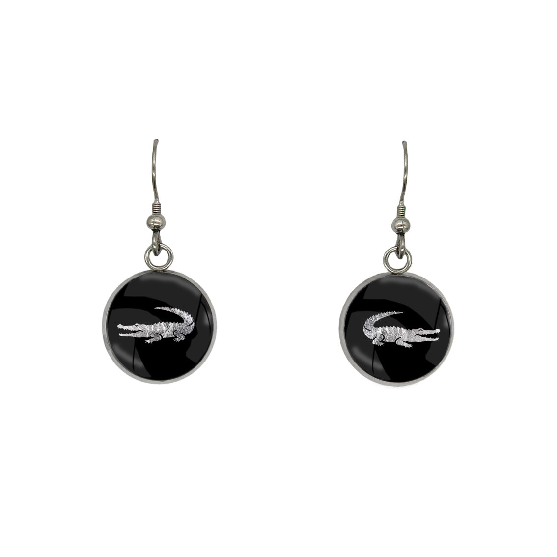 CROCODILE DANGLE DROP CIRCLE EARRINGS - MFY191S - on Satchel