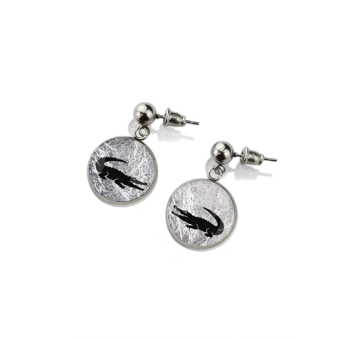 CROCODILE DANGLE DROP CIRCLE EARRINGS - MFY191S - on Satchel