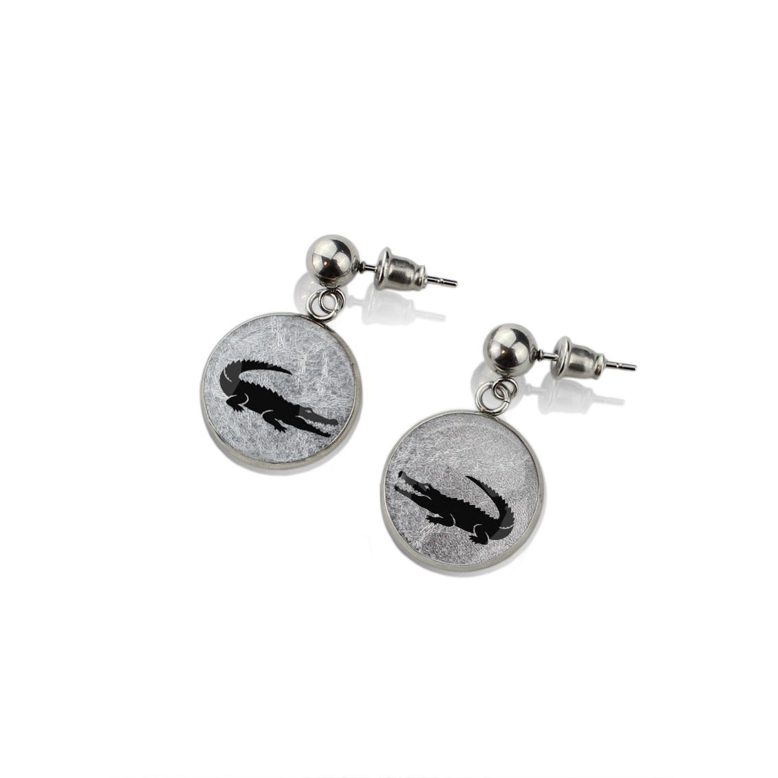 CROCODILE DANGLE DROP CIRCLE EARRINGS - MFY191S - on Satchel