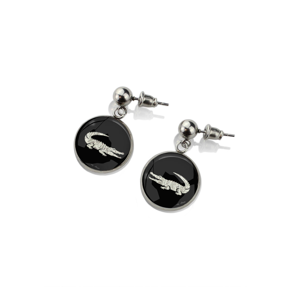 CROCODILE DANGLE DROP CIRCLE EARRINGS - MFY191S - on Satchel