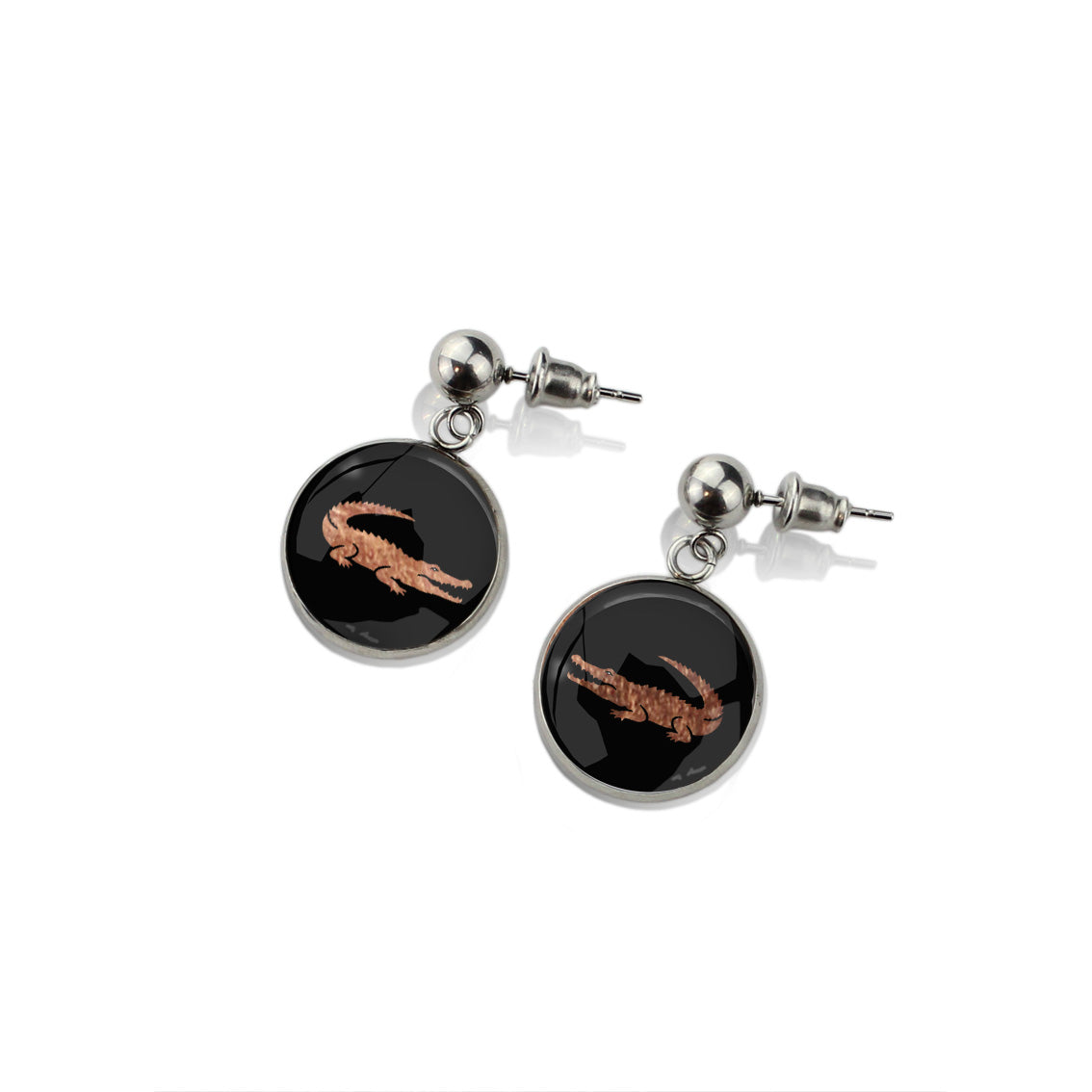 CROCODILE DANGLE DROP CIRCLE EARRINGS - MFY191S - on Satchel