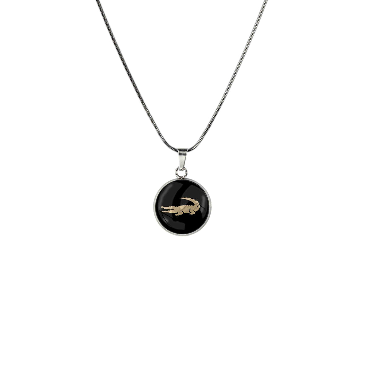 CROCODILE XS CIRCLE PENDANT ON A CHAIN NECKLACE - MFY192S - on Satchel