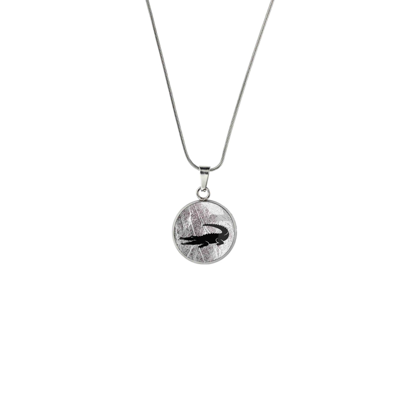 CROCODILE XS CIRCLE PENDANT ON A CHAIN NECKLACE - MFY192S - on Satchel