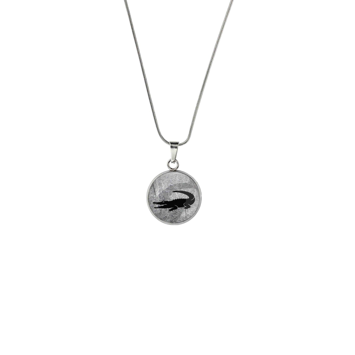 CROCODILE XS CIRCLE PENDANT ON A CHAIN NECKLACE - MFY192S - on Satchel