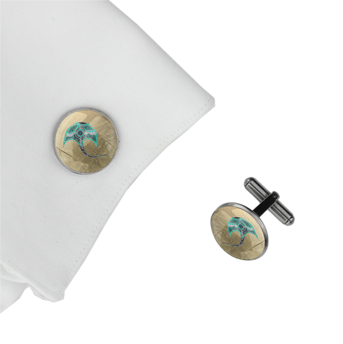 BRONWEN STINGRAY CIRCLE ELEGANT CUFFLINKS - M105
