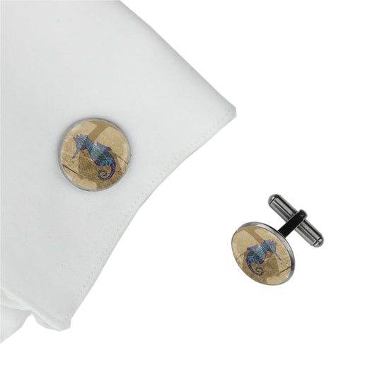 BRONWEN SEAHORSE CIRCLE ELEGANT CUFFLINKS - M106