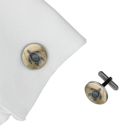 BRONWEN SEA TURTLE CIRCLE ELEGANT CUFFLINKS - M104