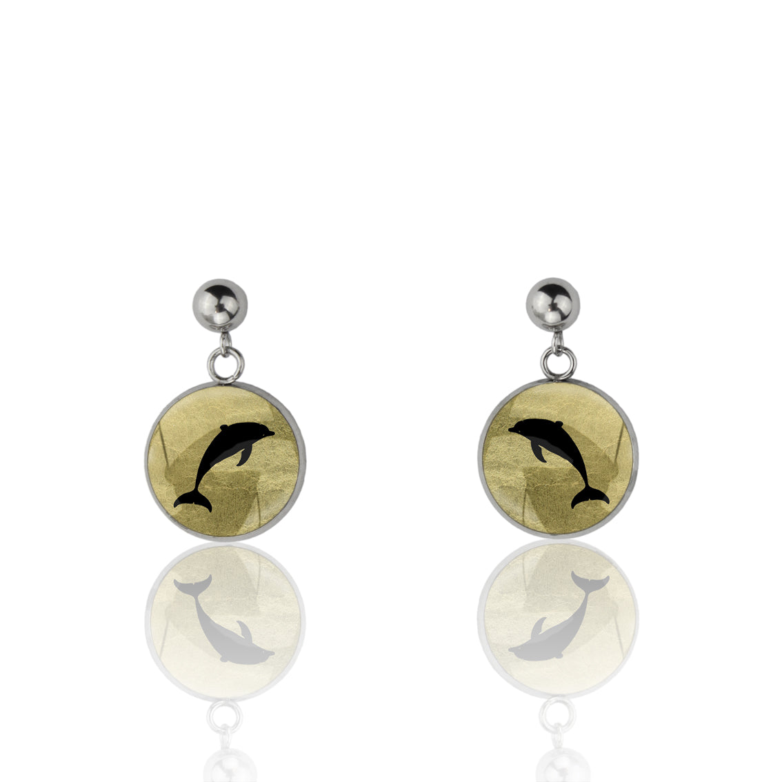 DOLPHIN DANGLE DROP CIRCLE EARRINGS - MFY157 - in Circle Box