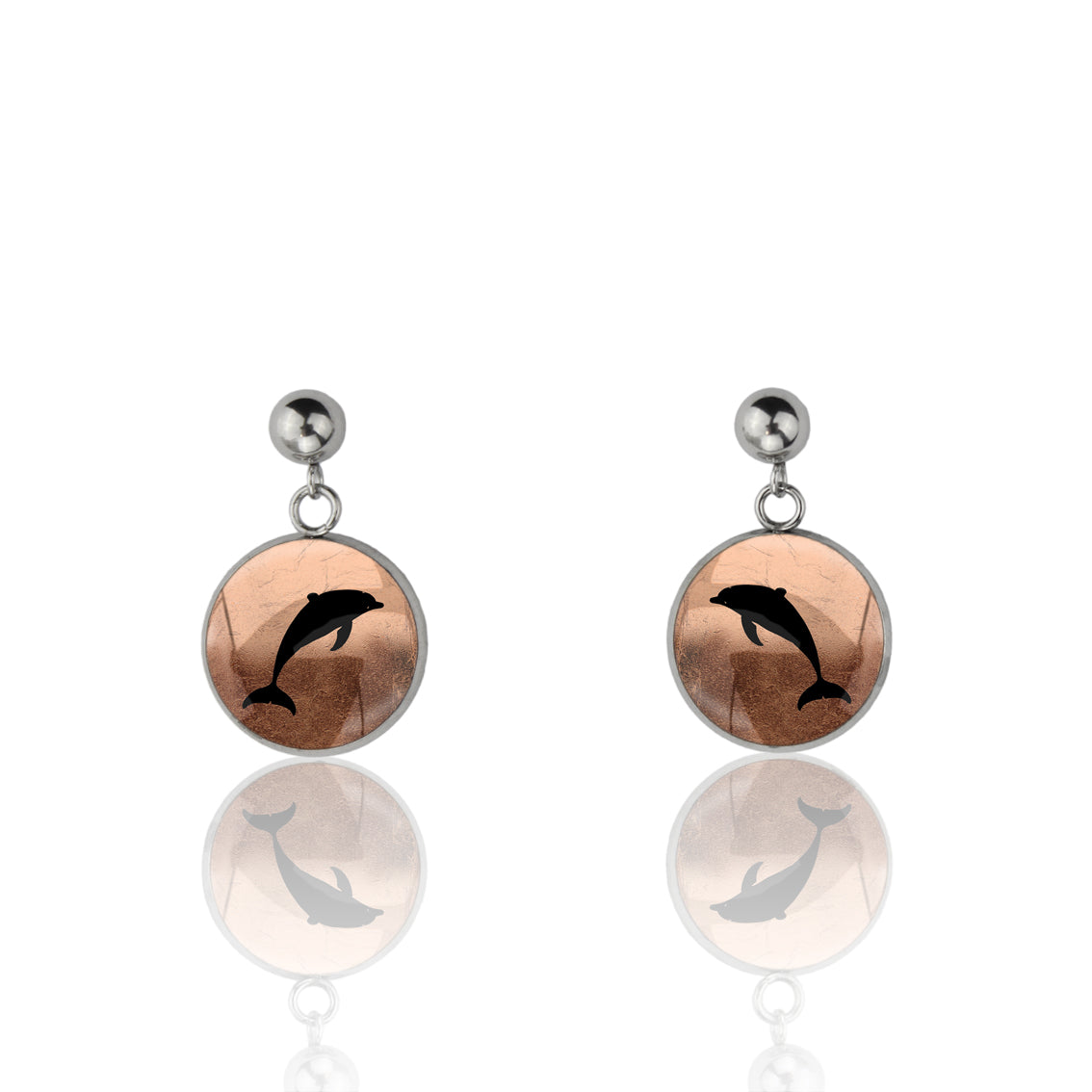 DOLPHIN DANGLE DROP CIRCLE EARRINGS - MFY157S - on Satchel