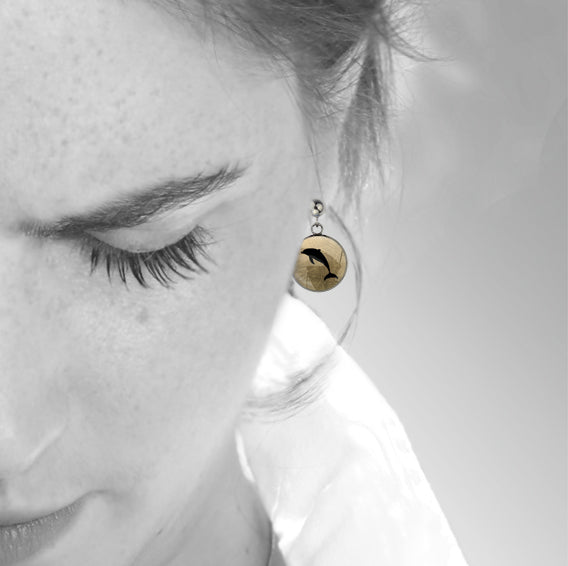 DOLPHIN DANGLE DROP CIRCLE EARRINGS - MFY157S - on Satchel