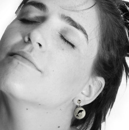 DOLPHIN DANGLE DROP CIRCLE EARRINGS - MFY157S - on Satchel