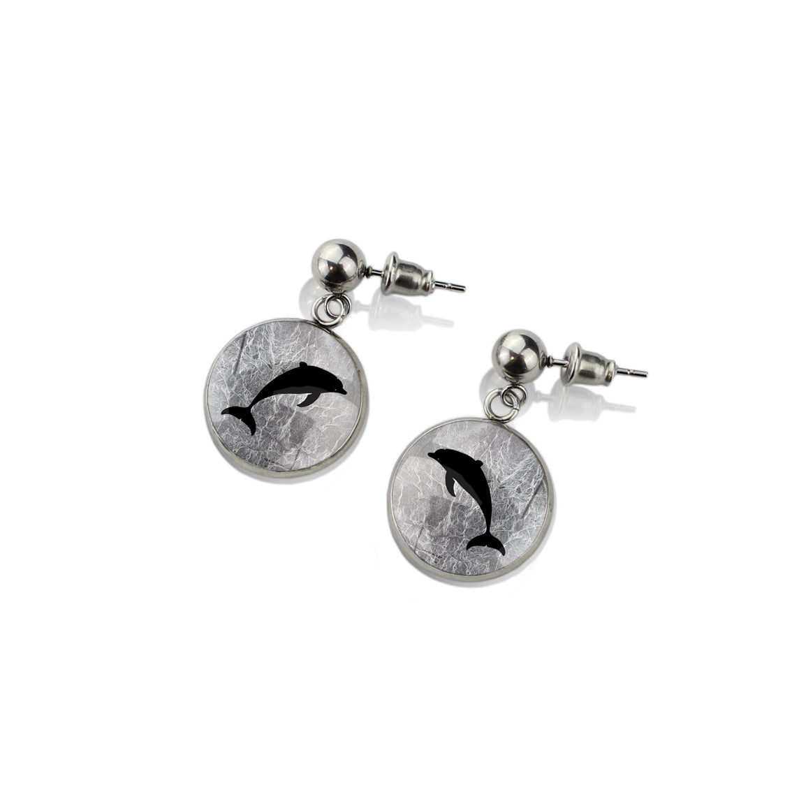 DOLPHIN DANGLE DROP CIRCLE EARRINGS - MFY157S - on Satchel