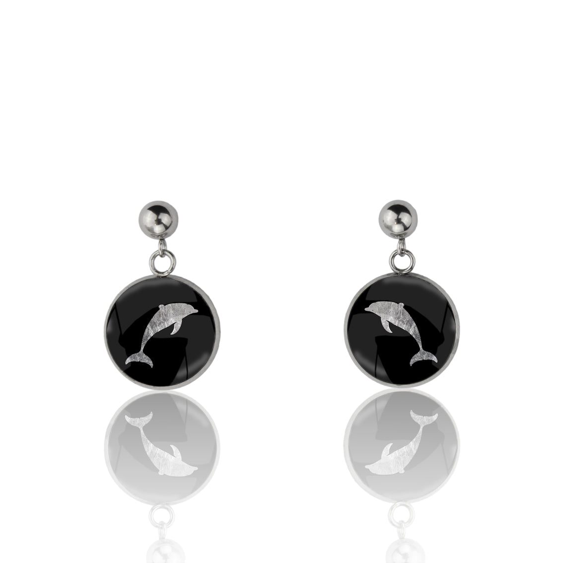 DOLPHIN DANGLE DROP CIRCLE EARRINGS - MFY157S - on Satchel
