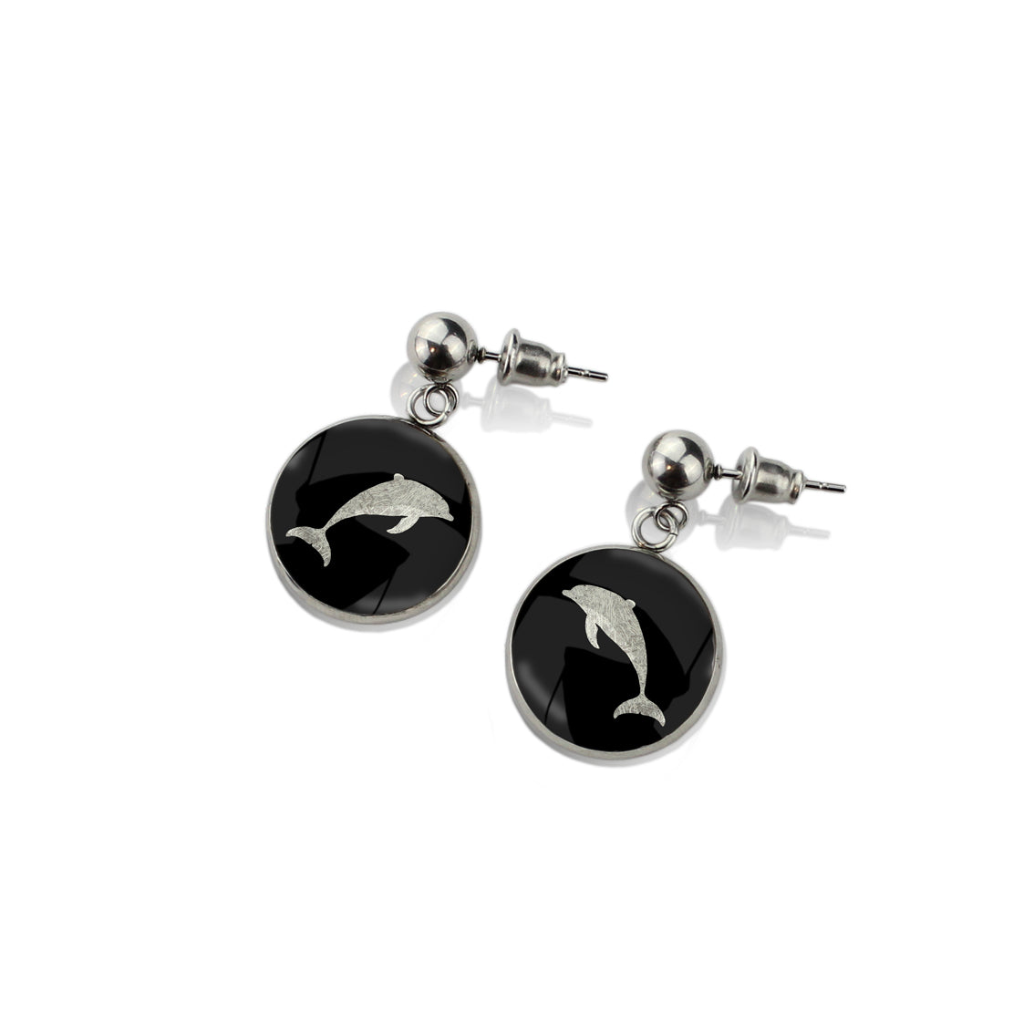 DOLPHIN DANGLE DROP CIRCLE EARRINGS - MFY157S - on Satchel