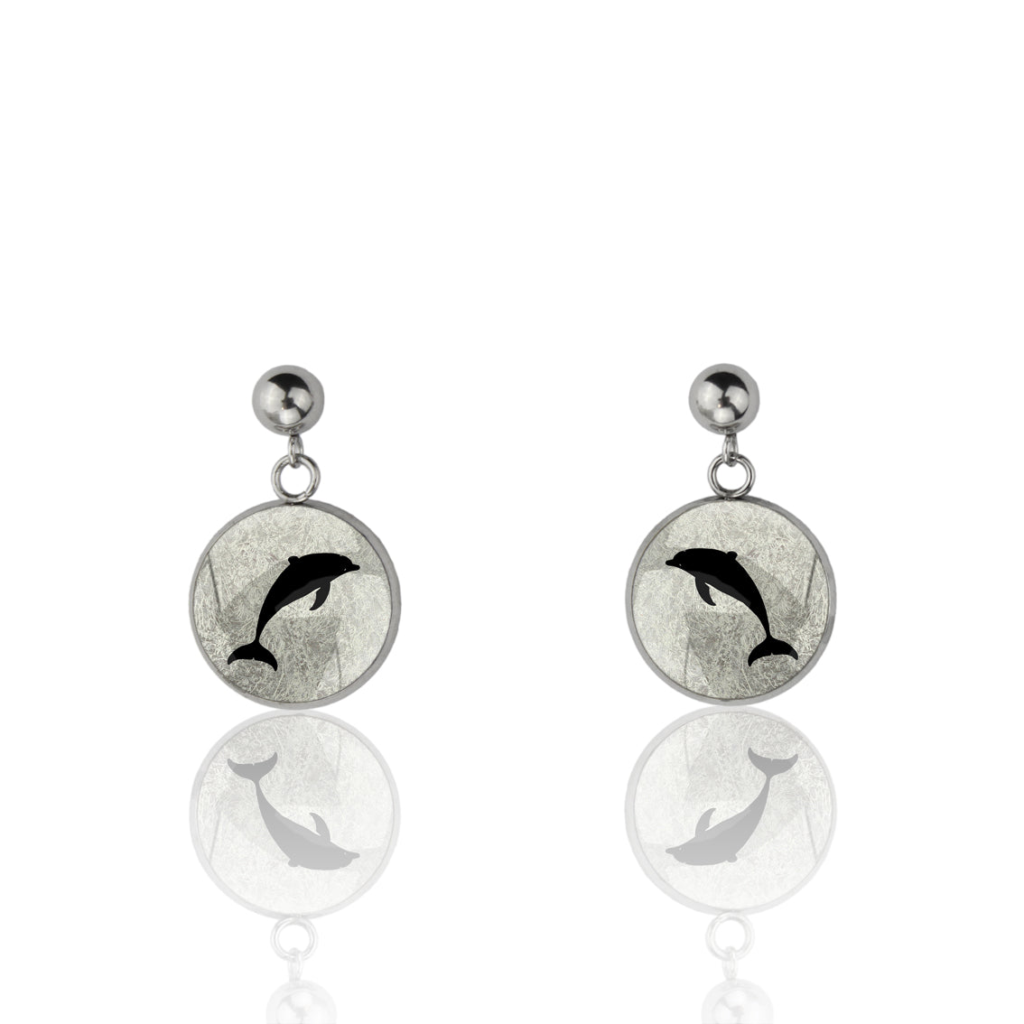 DOLPHIN DANGLE DROP CIRCLE EARRINGS - MFY157 - in Circle Box