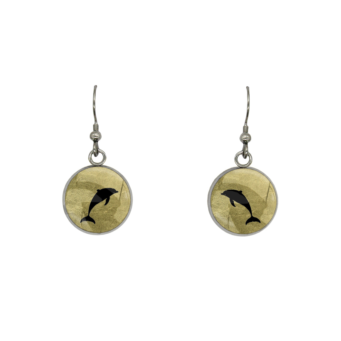DOLPHIN DANGLE DROP CIRCLE EARRINGS - MFY157 - in Circle Box