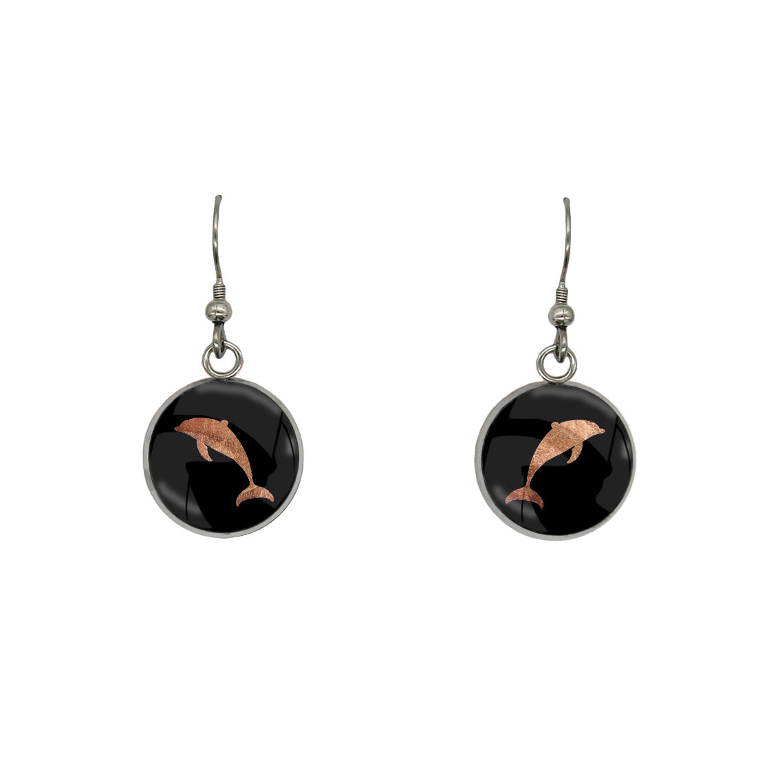 DOLPHIN DANGLE DROP CIRCLE EARRINGS - MFY157S - on Satchel